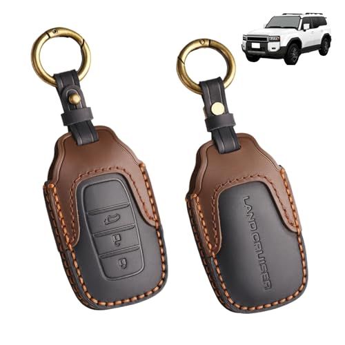 【新品】[TatkDIY] 新型 ランドクルーザー250系 ランクル250 に適合 カスタムパーツアクセサリー 専用スマートキーケース キーカバー キーホルダー 本革 3ボタン キズ防止 (ロゴ付きブラック) fc5db5eb