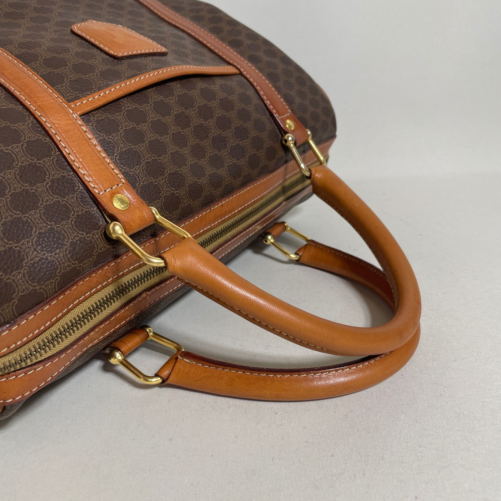 2602-41｜美品｜セリーヌ ハンドバッグ ブラウン マカダム柄 トリオンフ 2604-246｜美品｜セリーヌ ハンドバッグ ブラウン マカダム柄