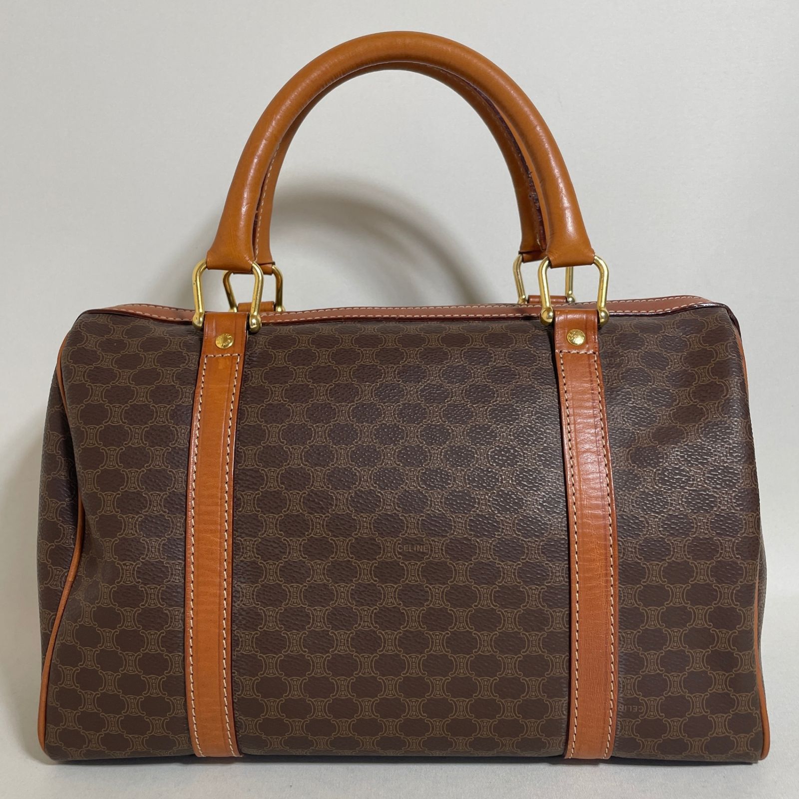 2602-41｜美品｜セリーヌ ハンドバッグ ブラウン マカダム柄 トリオンフ 2604-246｜美品｜セリーヌ ハンドバッグ ブラウン マカダム柄