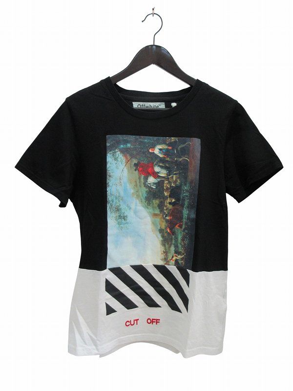 オフホワイト OFF WHITE Tシャツ カットソー カラヴァッジョ 半袖 ブラック S メンズ