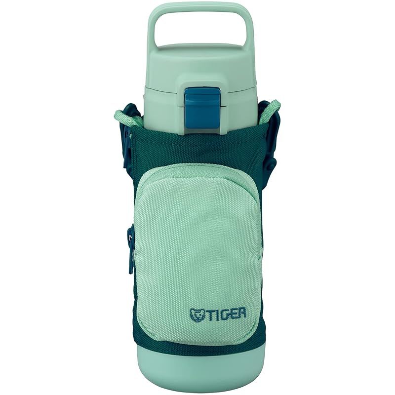 【新品】 タイガー魔法瓶(TIGER) 【食洗機対応】タイガー 水筒 500ml 手ぶらでおでかけ マルチポケット付きボトル 女の子 男の子 ワンタッチ 洗いやすい 広口 ハンドル付き サステナブル リサイクル素材 親子コーデ ステンレスボトル ミントグリ 0
