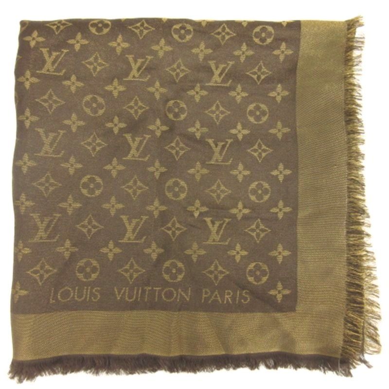 ルイヴィトン LOUIS VUITTON モノグラム シャイン 大判 ショール ストール M75122 ブラウン ☆AA★
