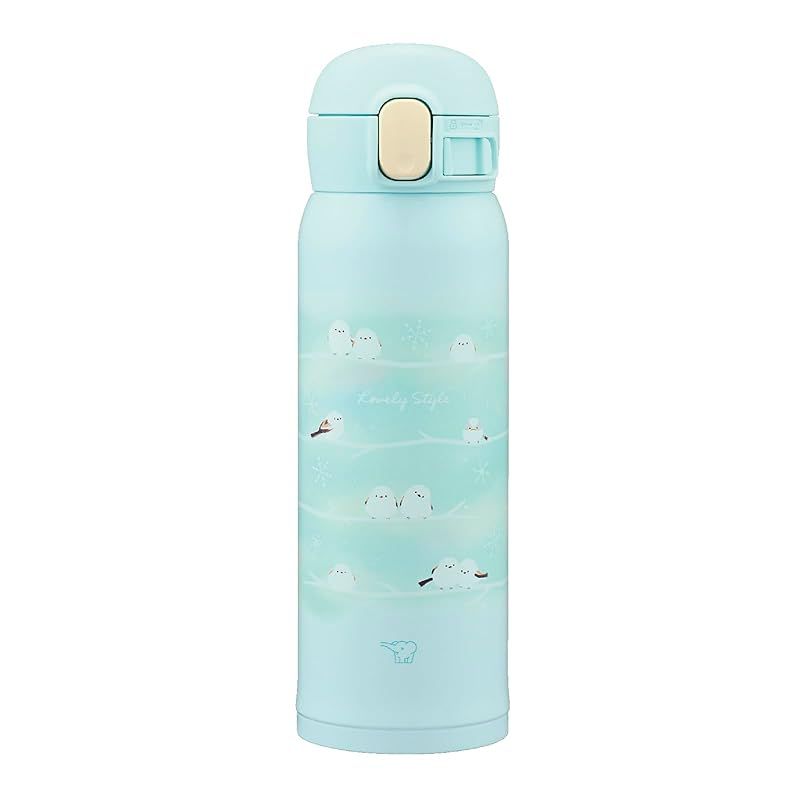 【新品】 象印 水筒 480ml 【かわいいキッズマグ】 洗いやすい シームレスせん 洗う点数3点のみ 子ども向け 保温・保冷 ワンタッチマグ シマエナガグリーン SM-WJ48-GZ 0