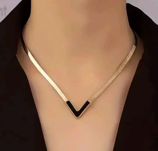 14K Vネック ブラック POINT ネックレス