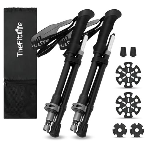 【新品】TheFitLife トレッキングポール 折畳み 登山 ストック 軽量 100-120cm伸縮 ウォーキングポール ウォーキングステッキ 2本セット 登山杖 登山ポール 山登り ステッキ ハイキングポール 男性 女性 高齢者 7facf786