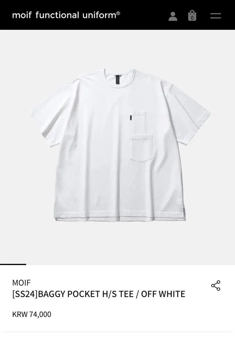 3サイズ) 24ss moif functional uniform バギーポケット Tシャツ オフホワイト