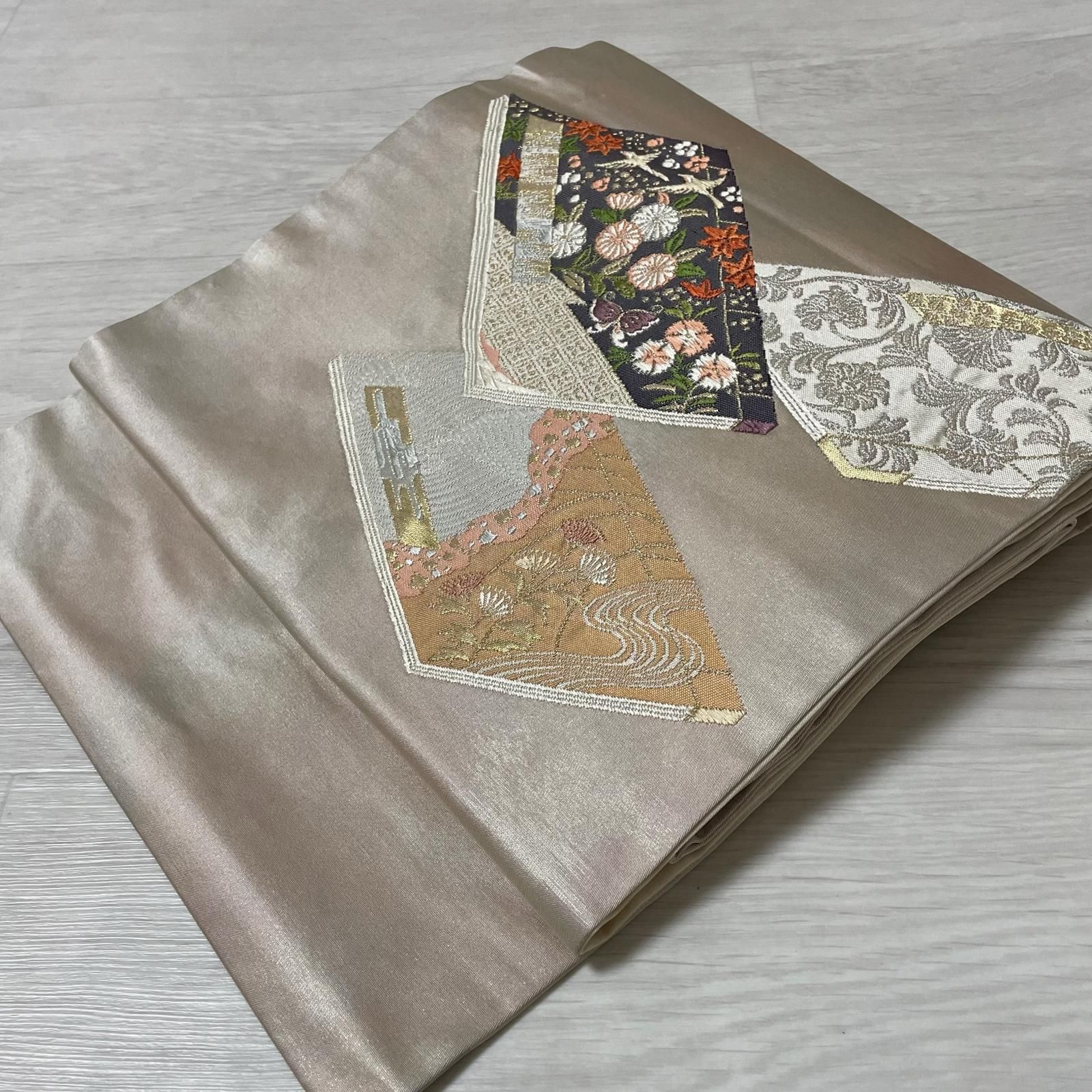 名古屋帯 唐織 花模様に蝶 花唐草 九寸 正絹 着物 X-2055 - メルカリ