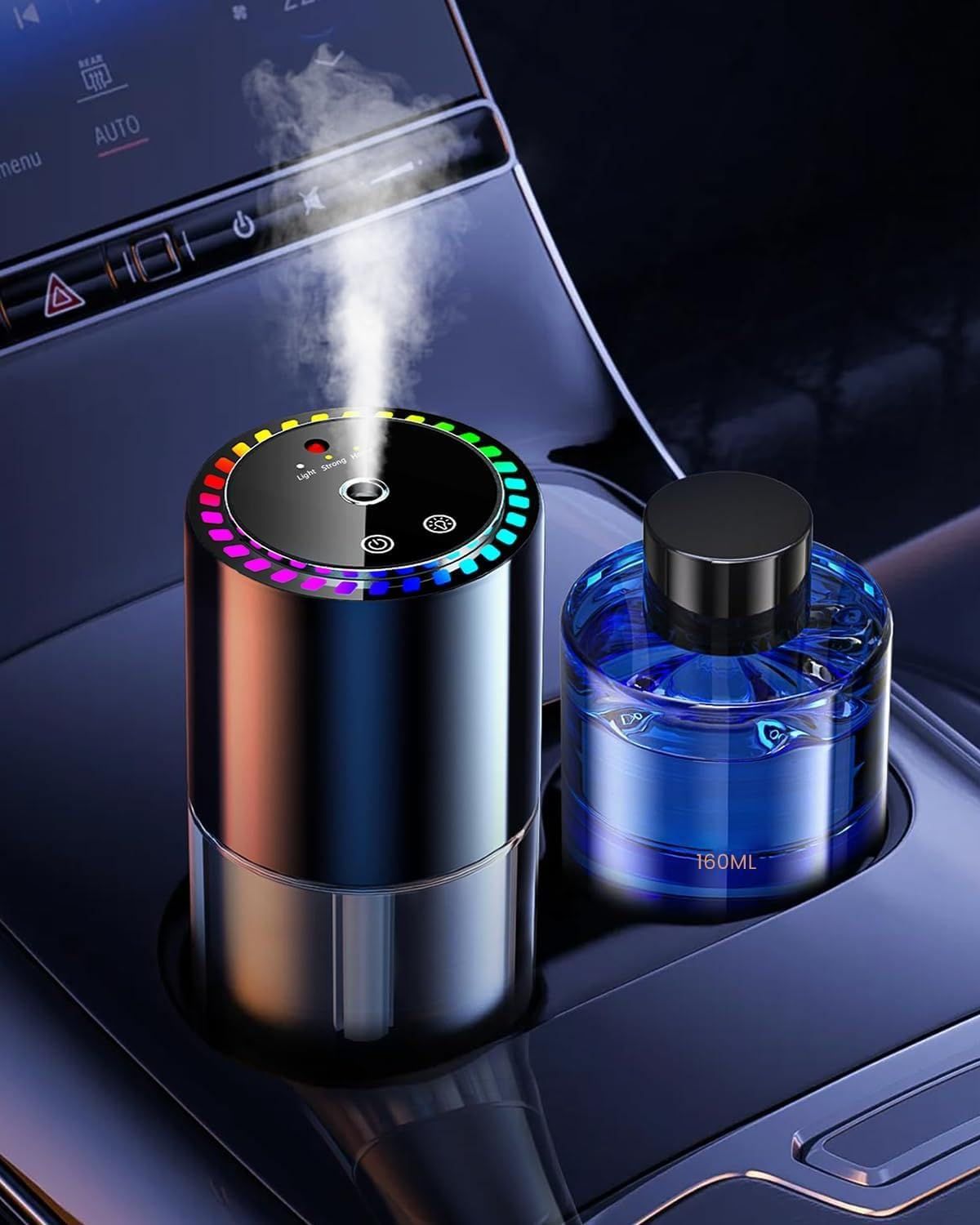 160ml 大容量車用アロマディフューザー｜車 芳香剤 (ガーデニア ホワイトティー)｜音楽連動ライト搭載｜超音波式｜3モード｜自動ON/OFF｜内蔵バッテリ｜最長6-12ヶ月持続｜車用・部屋・卓上・トイレ カーフレグランス ギフト｜BJ 5 59e81390