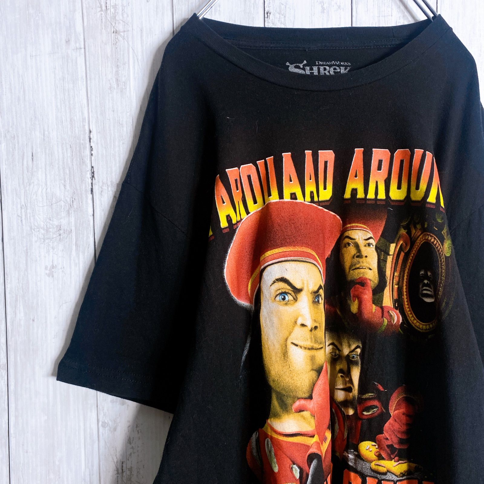 【お宝古着】00s Vintage 古着 シュレック SHREK デカロゴプリント ブラック 半袖Tシャツ #5021