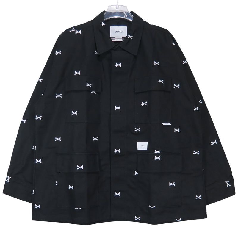 新品 WTAPS ダブルタップス 22SS JUNGLE 01/LS/COTTON.OXFORD.TEXTILE 221WVDT-SHM02 ジャングル01 ロングスリーブ シャツ ブラック クロスボーン サイズ03(L) Mayk