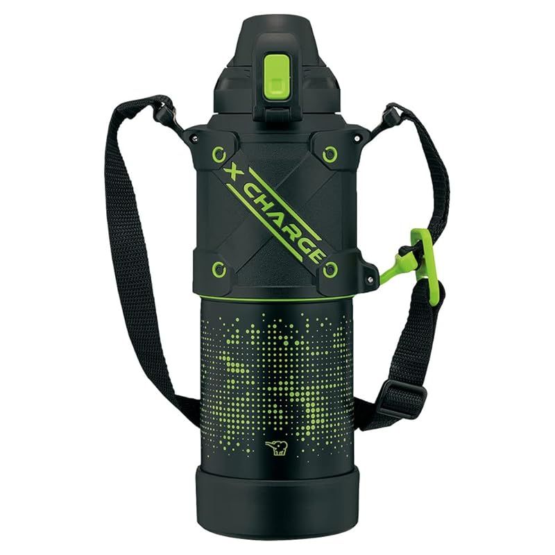 【新品】 象印マホービン(ZOJIRUSHI) 水筒 シームレスせん スポーツタイプ 大容量 1.0L 直飲み ステンレスクールボトル ライムブラック せんとパッキン一体化 お手入れ簡単 洗う点数2点のみ SD-HA10-BG 0