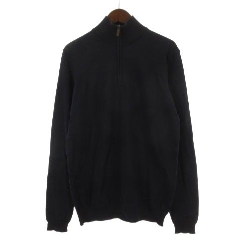 ヒューゴボス HUGO BOSS ニット セーター ウール ハーフジップ 長袖 ネイビー L 260515E
