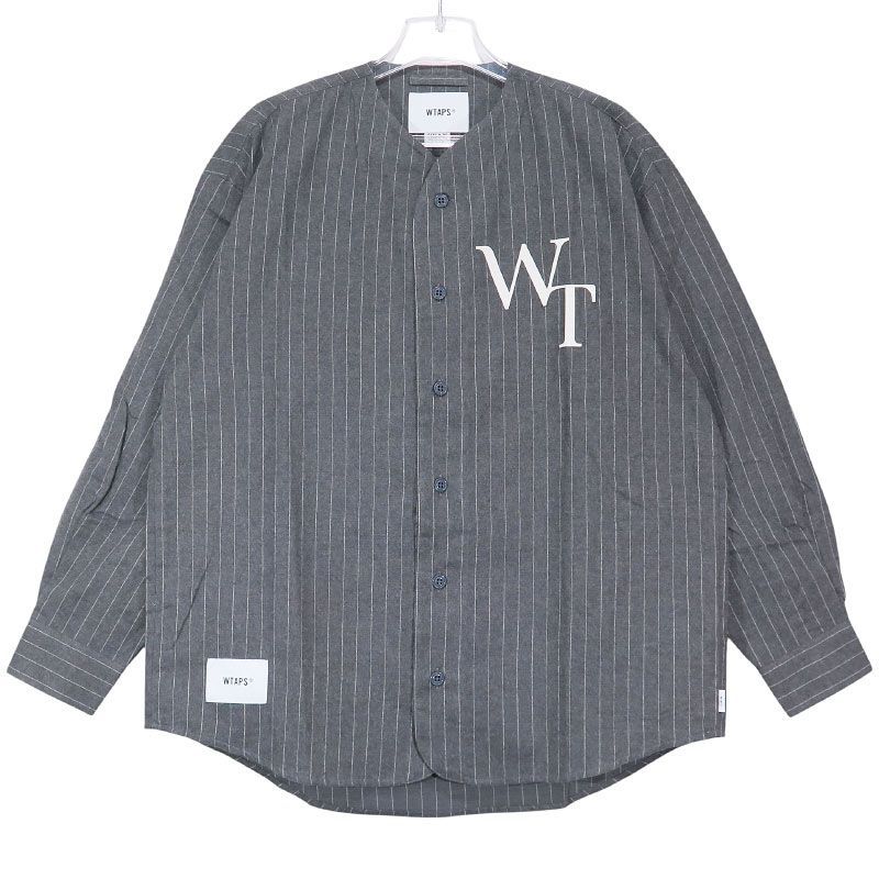 新品 WTAPS ダブルタップス 22SS LEAGUE/LS/COTTON.FLANNEL.STRIPE 221TQDT-SHM01 リーグ ロングスリーブ シャツ フランネル ストライプ グレー サイズ02(M) Mayk