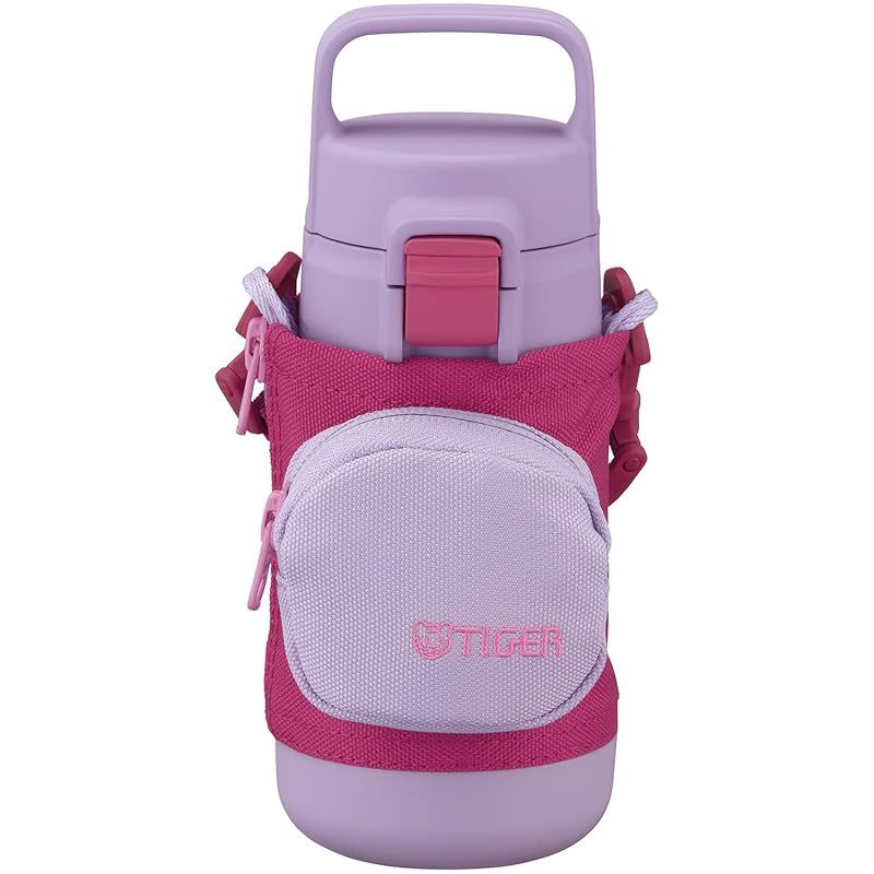 【新品】 【食洗機対応】タイガー 水筒 350ml 手ぶらでおでかけ マルチポケット付きボトル 女の子 男の子 ワンタッチ 洗いやすい 広口 ハンドル付き サステナブル リサイクル素材 親子コーデ ステンレスボトル パープルプラム MTA-A035VL 0