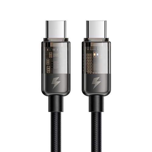 Mcdodo USB-C to USB-Cケーブル Type-Cケーブル 100W PD急速充電 スマートパワーオフ機能 E-markerチップ搭載 高速データ転送 両面透明デザイン 点滅ライト付き タイプC コード スマホ ノートPCなど対 a71f8baa