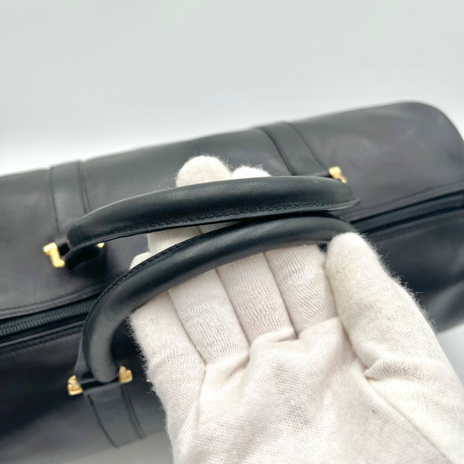 極美品◎BALENCIAGA バレンシアガ BBロゴ レザー ボストンバッグ