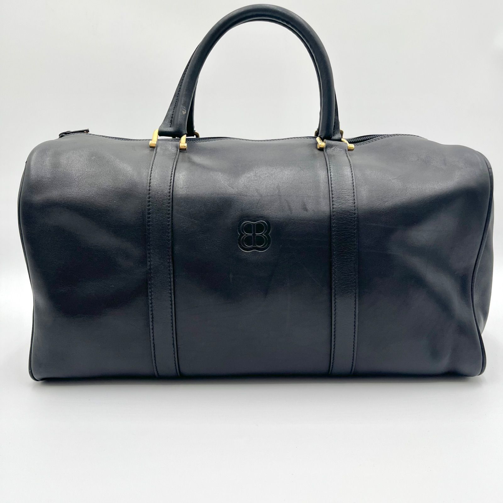 極美品◎BALENCIAGA バレンシアガ BBロゴ レザー ボストンバッグ