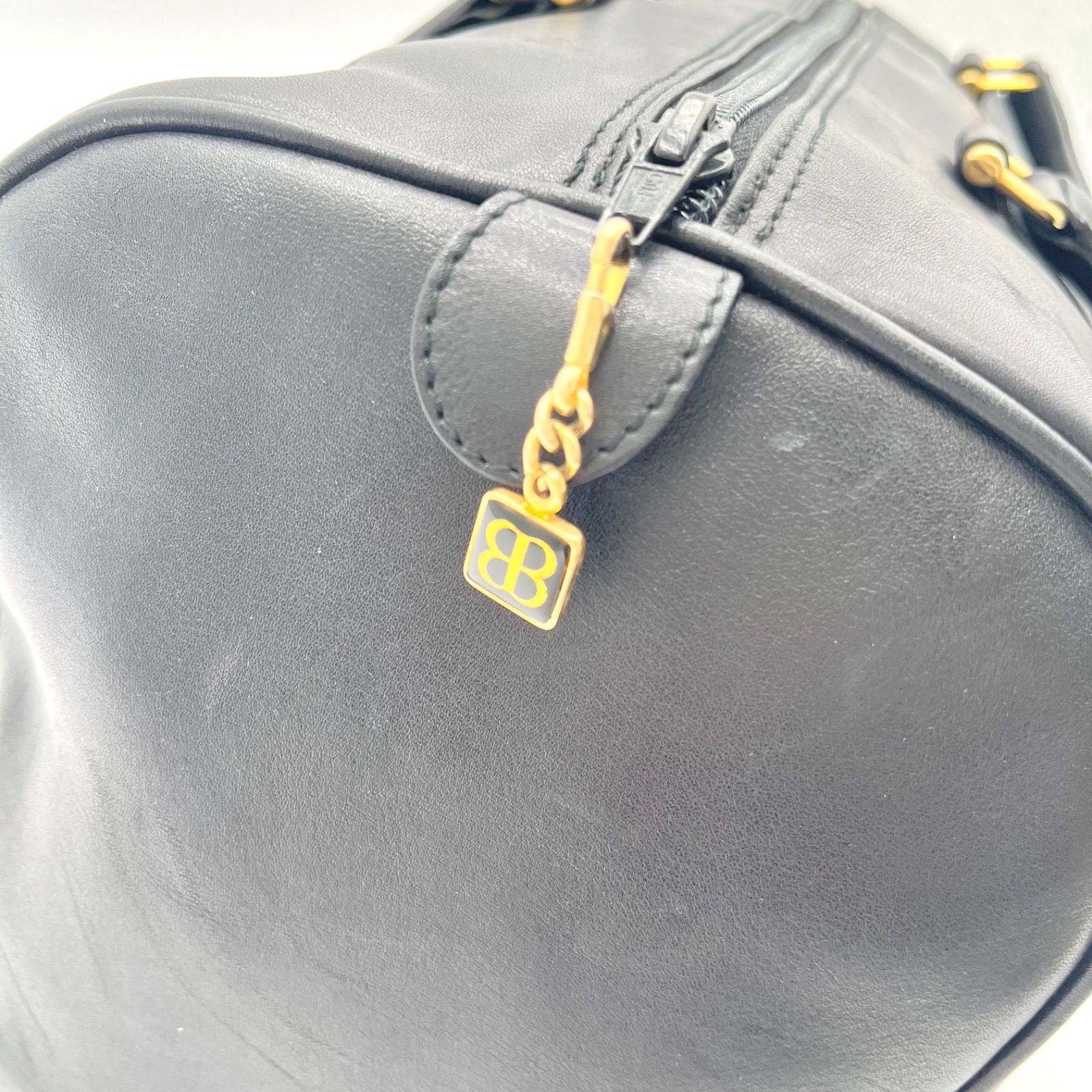 極美品◎BALENCIAGA バレンシアガ BBロゴ レザー ボストンバッグ