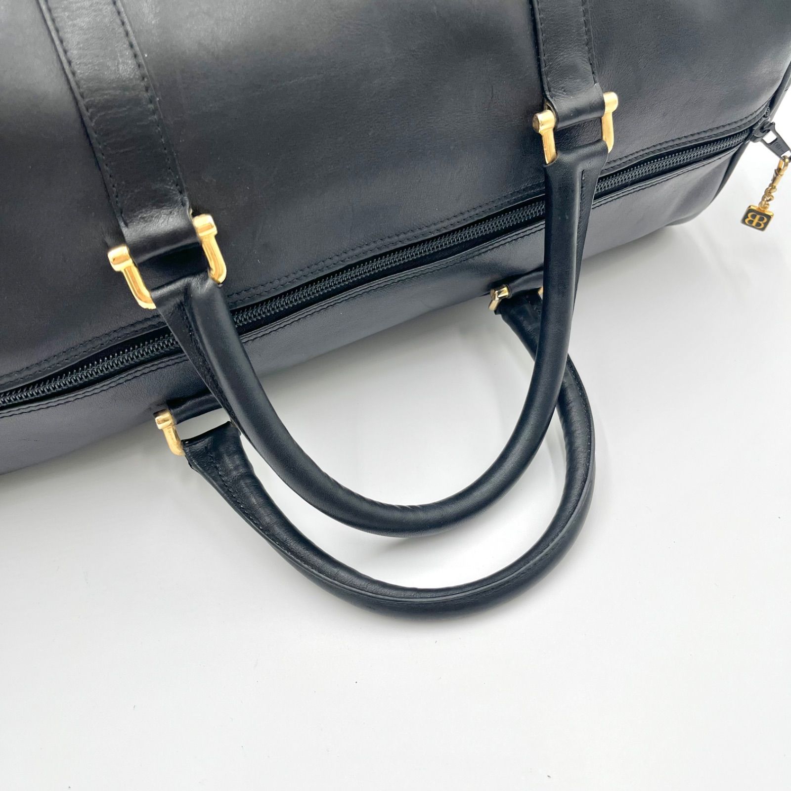 極美品◎BALENCIAGA バレンシアガ BBロゴ レザー ボストンバッグ 