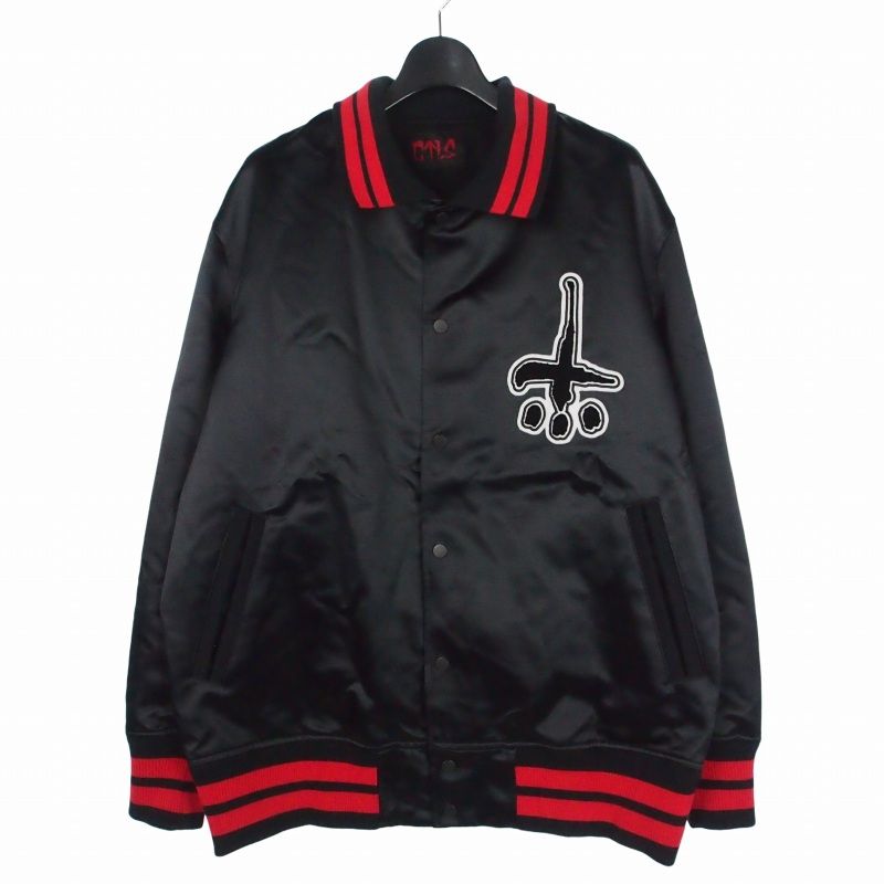 カタリスト CVTVLIST Satin College Jacket サテンカレッジジャケット ロゴスタジャン ブルゾン 2 ブラック 黒 2201010102