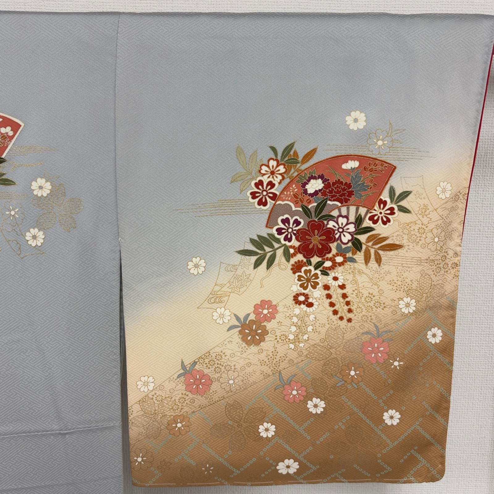付け下げ　花模様　刺繍　グラデーション　紋無し　着物　026k 付け下げ 裄66 正絹 紋なし 素敵な花 袷 着物 MK-7905 - メルカリ