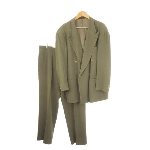 エンポリオアルマーニ EMPORIO ARMANI セットアップ スーツ フォーマル ウール 54 グレー カーキ ダブルブレスト 長袖 91V3351 /CK2 ■ECD004