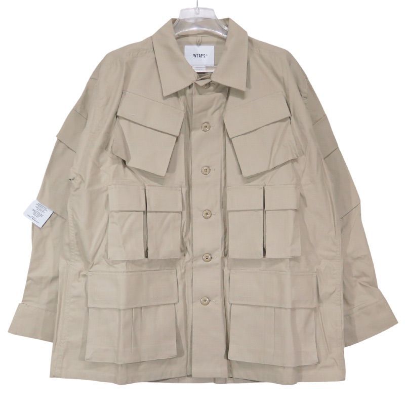 新品 WTAPS ダブルタップス 20AW MODULAR/LS/COTTON.RIPSTOP 202BRDT-SHM02 モジュラー ロングスリーブ シャツ コットン リップストップ ベージュ 長袖 サイズ02(M) Mayk