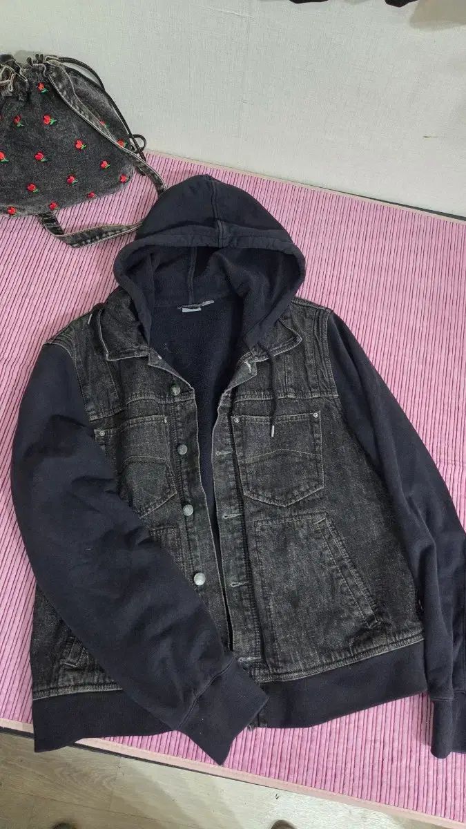 ARMANI WHO デニムジャケット ブラック バイカラー