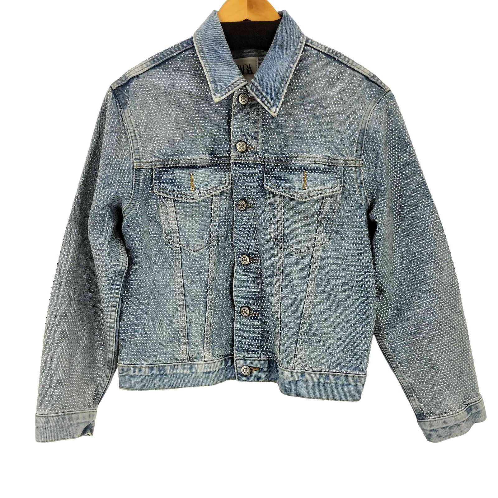 ザラ ZARA ラインストーンデニムジャケット レディース S