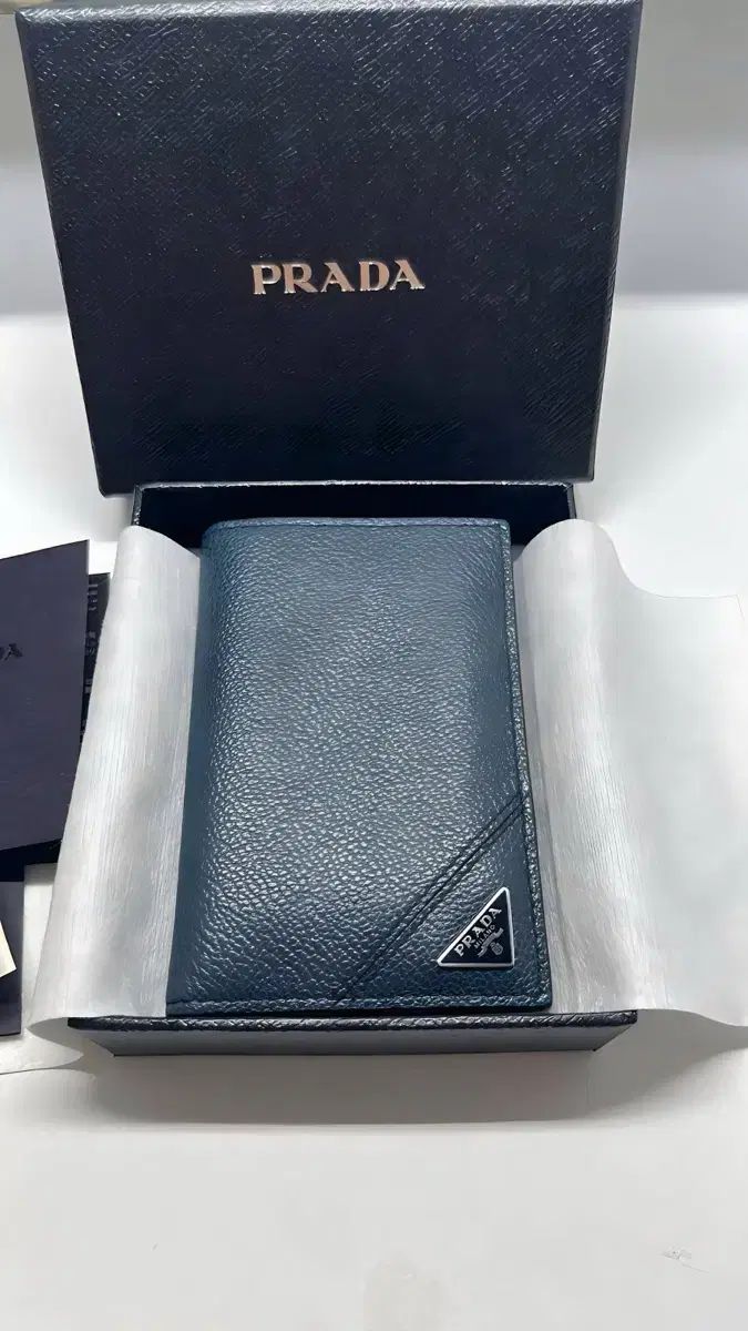 PRADA プラダ メンズ 二つ折り財布 ネイビー 新品 フルセット