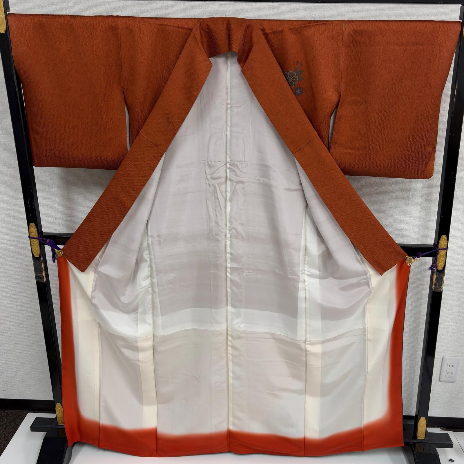 訪問着　フルセット　着物　正絹　平安時代　時代物　紗綾形地紋　J8 付下げ 裄68 上品な染め 木目紗綾形の地紋 紋無し 正絹 着物 MK-7924