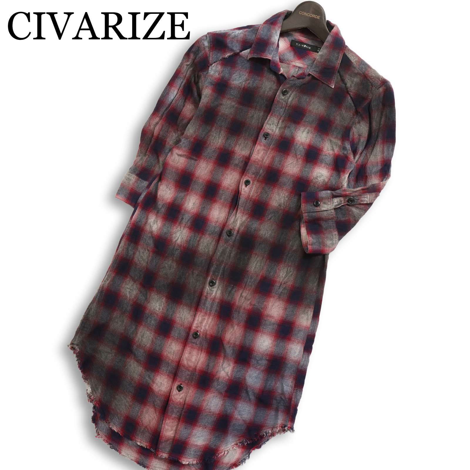 CIVARIZE シヴァーライズ【Graffity Long check shirt】 7分袖 麻 