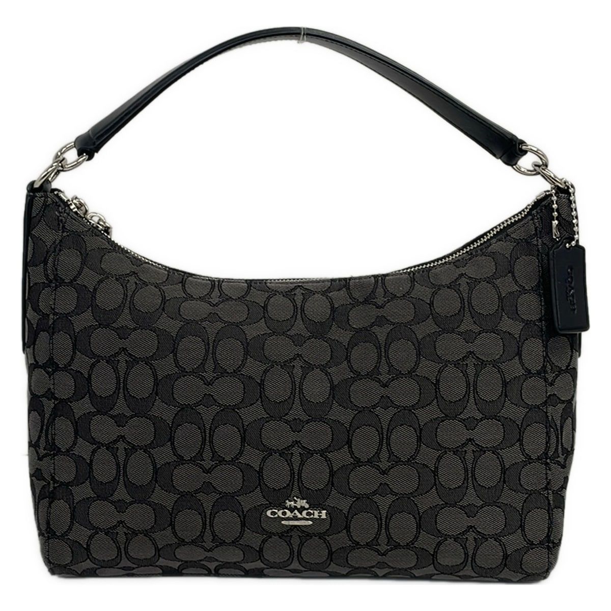 COACH(コーチ) ハンドバッグ美品 シグネチャーセレストEWホーボー F58284 ダークグレー×黒 レザー