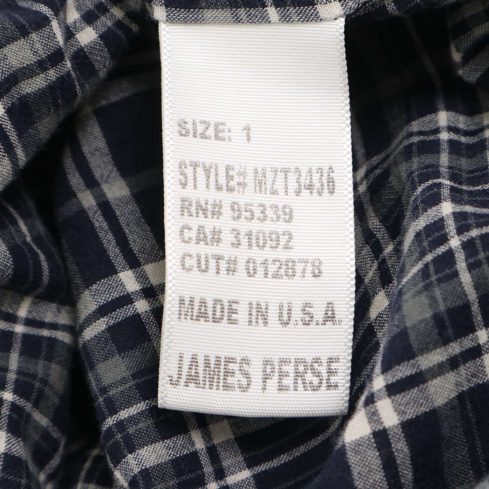 JAMES PERSE チェック柄 長袖シャツ サイズ1 | ヤマダウェブコム