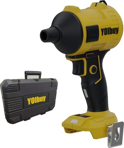 YOIbuy PRO 充電式 エアダスター 18V 互換 強力ブラシレスモータ搭載 MAX風速198m/s 4段風量調整 本格的派 防じんフィルター付き 収納ケース付属 吸引ノズル付き （充電器・バッテリー別売り） YAS-P11 (黄色) af00fc7c