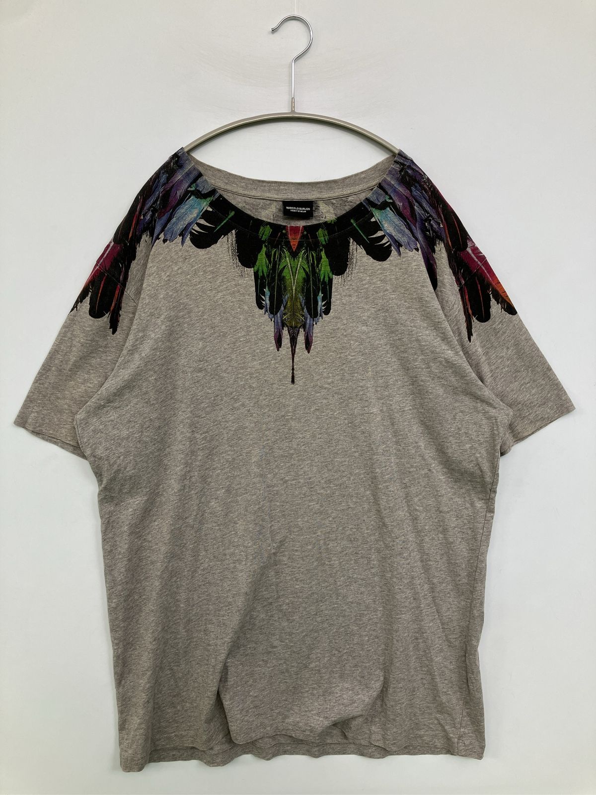 MARCELO BURLON Tシャツ/カットソー L グレー 前面プリント バック 