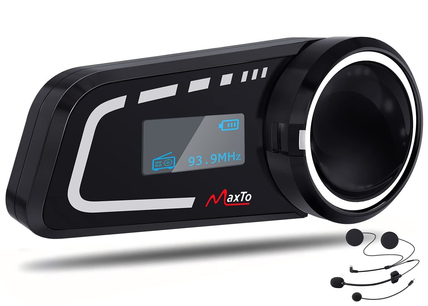 Maxto M2Cバイクインカム 最大6人同時通話インカム 1000M通話距離Bluetooth5.0防水インターコム LCD表示画面付き HI-FI音質スピーカーいんかむ FMラジオ GPS Siri音声対応 2台設備同時接続インカムバイ