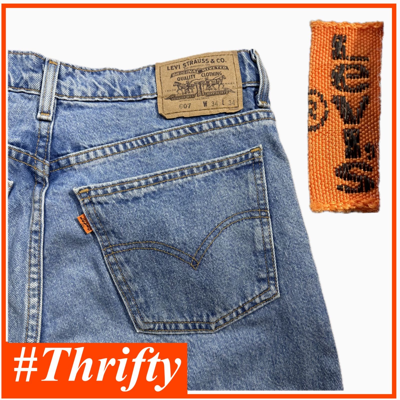 送料無料 即決 ★ Levi's 607 ★ W34オレンジタブ デニム 90s 00s Y2K アメカジ デニムパンツ ストレート リーバイス P250803