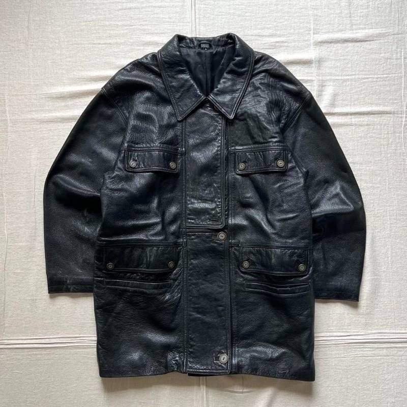 希少 90s vintage ヴィンテージ古着 羊本革 ブラック 黒 リアルレザー