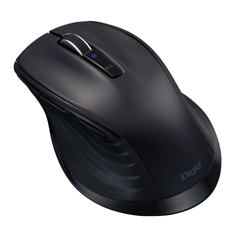 Digio2 F_line 5ボタンBlue LED マウス 大型 無線 Bluetooth 静音 ブラック 48423 [ブラック] [Lサイズ] [無線(Bluetooth)]
