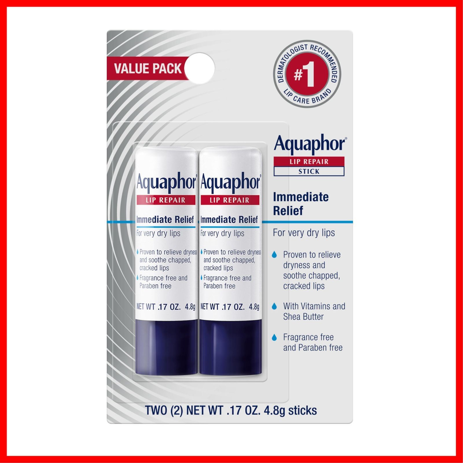 【数量限定】2パック17oz リップリペアスティック 乾燥した荒れた唇をなだめる アクアフォー Aquaphor