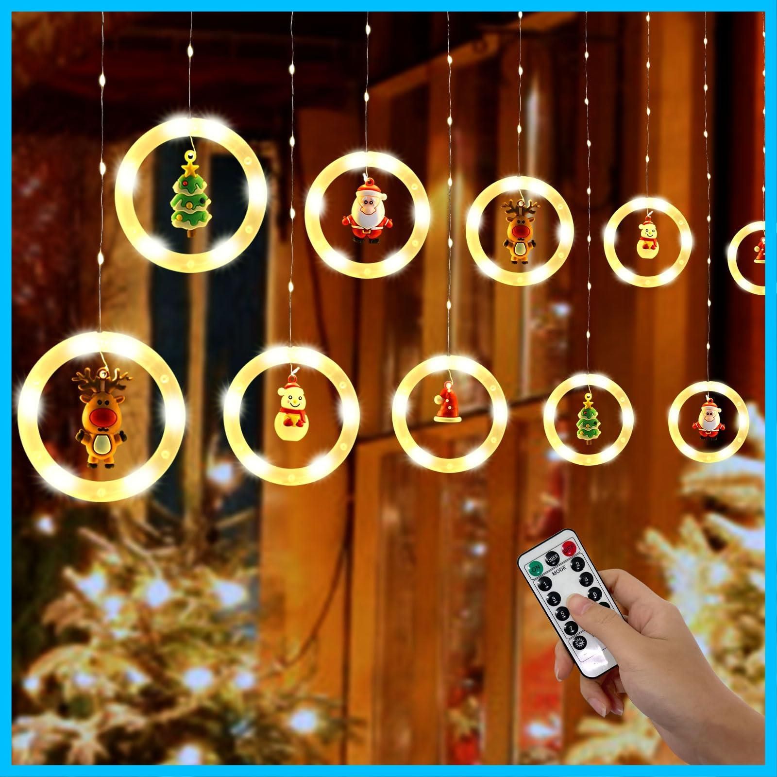 【特価セール】LIHAO クリスマス イルミネーション ライト 飾り led 電飾 クリスマスツリー 飾り ライト リモコン付き オーナメント 飾り付け 装飾 デコレーション カーテンライト ストリングライト 窓飾り 屋外 電池式 クリスマスグッズ おしゃれ