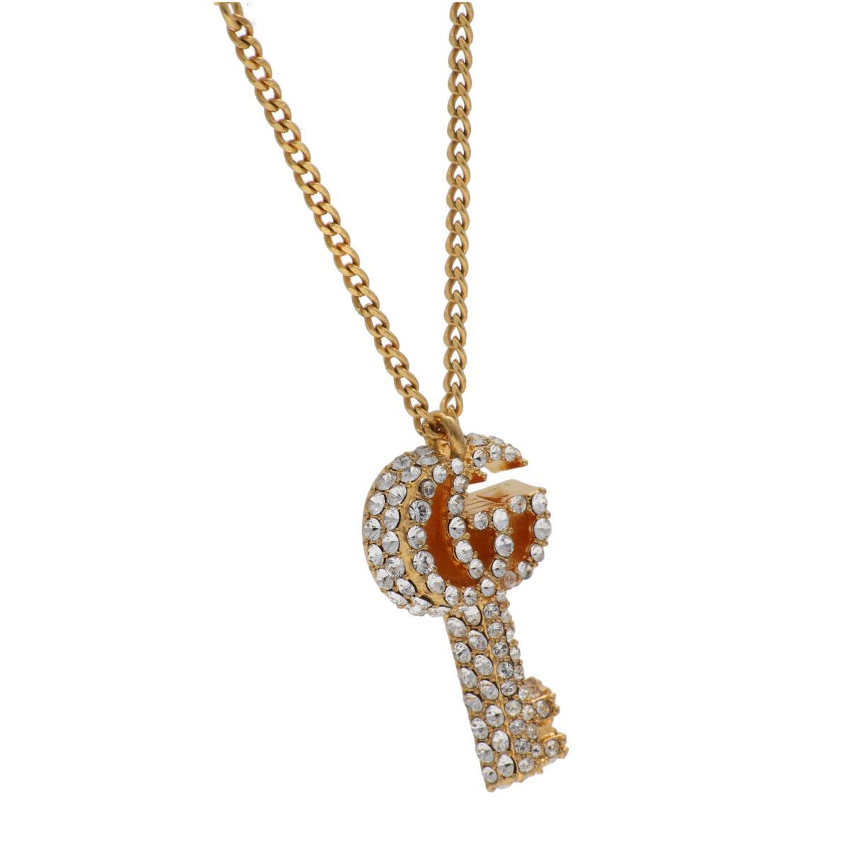 中古】 GUCCI グッチ ダブルG キー ネックレス 645620 ゴールド ライン 