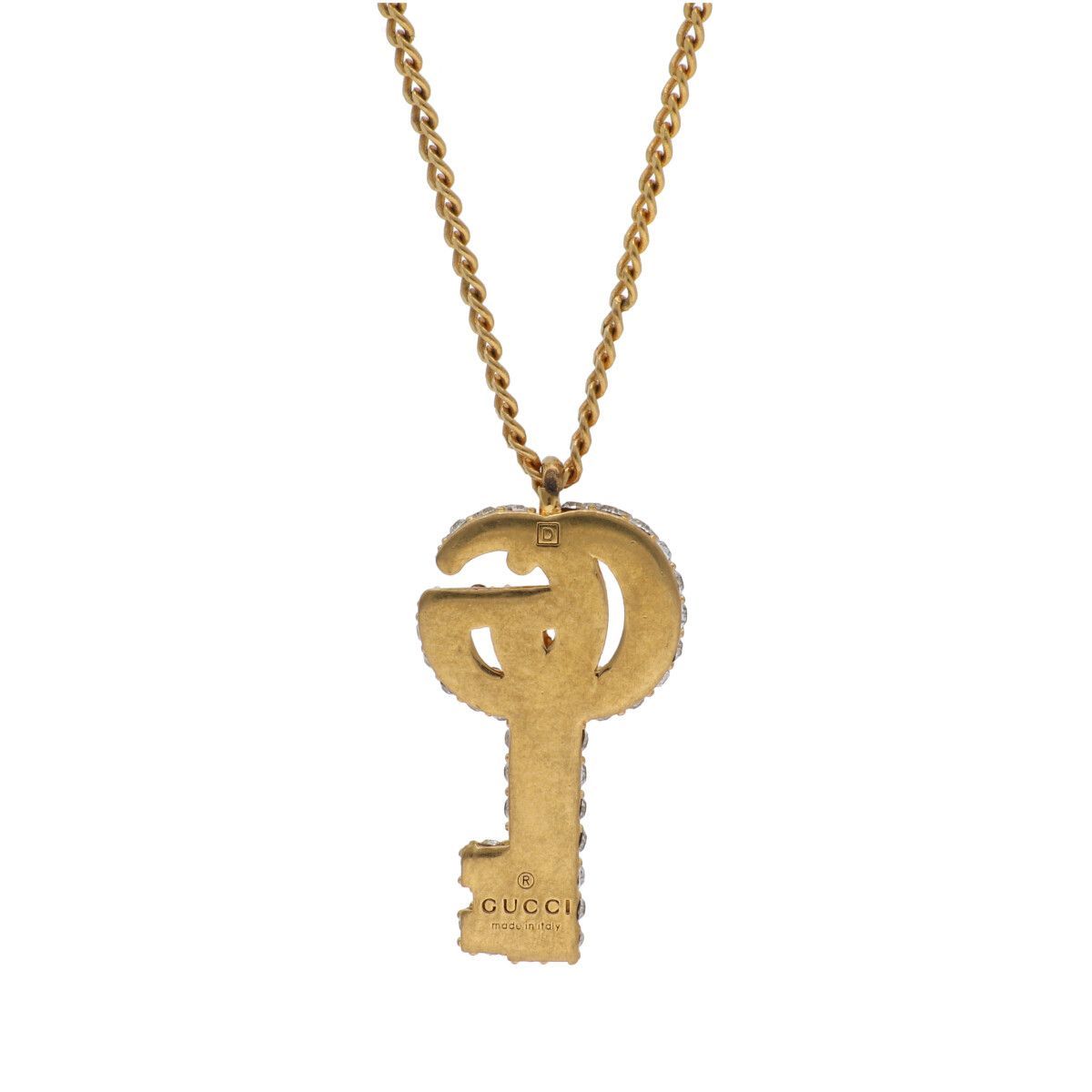 中古】 GUCCI グッチ ダブルG キー ネックレス 645620 ゴールド ライン 