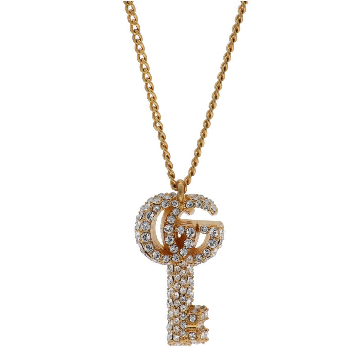 中古】 GUCCI グッチ ダブルG キー ネックレス 645620 ゴールド ライン 
