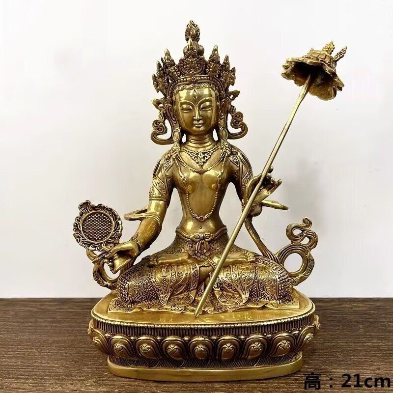 真鍮 銅 チベット仏教 ホワイト タラ 女神 ドルマ 菩薩像