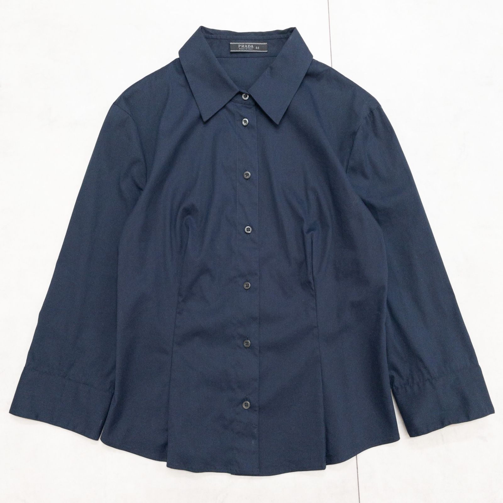 PRADA プラダ シャツ ブラウス ストレッチ コットン ナイロン ネイビー