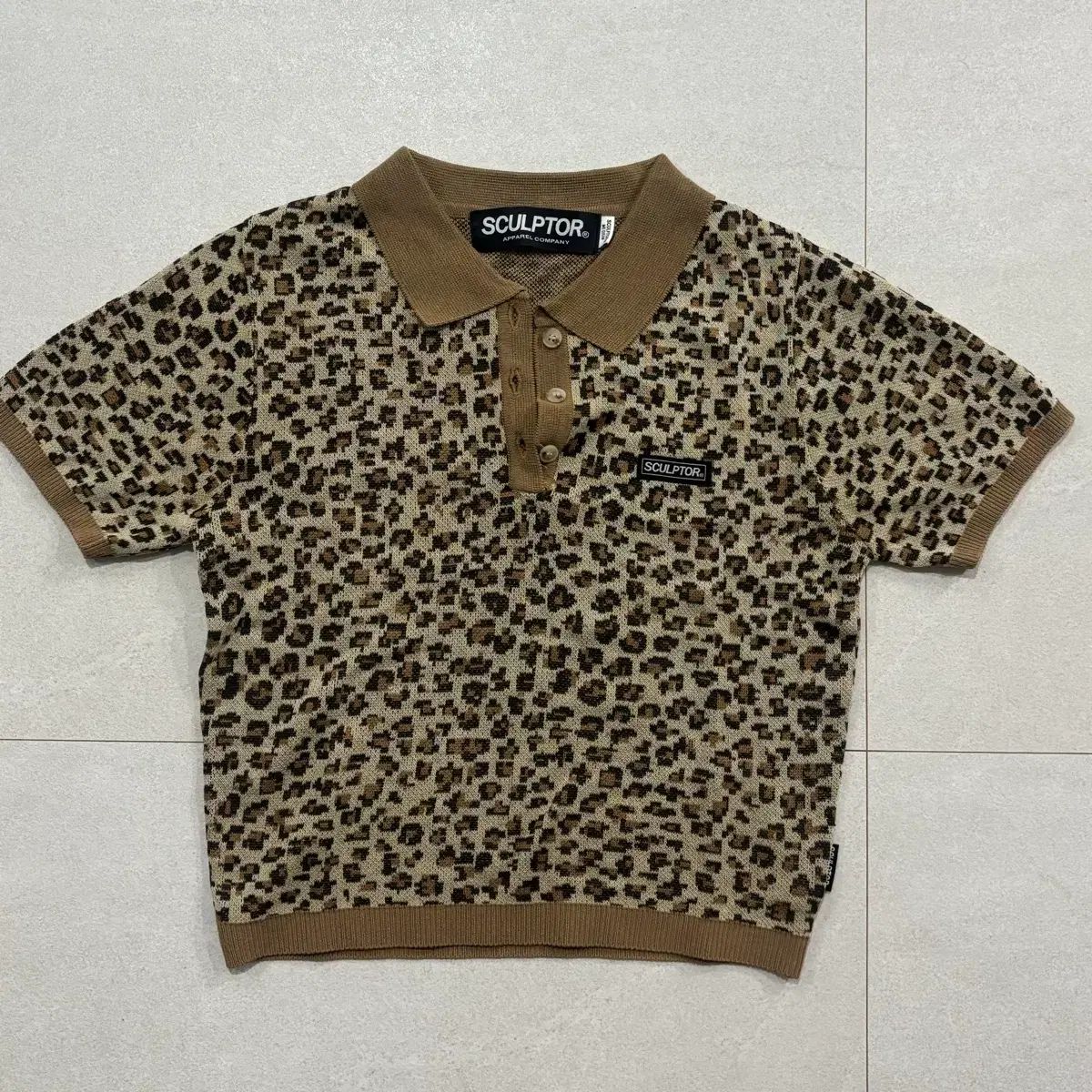 SCULPTOR スカルプター ヒョウ柄 レオパード ニット 半袖Tシャツ 