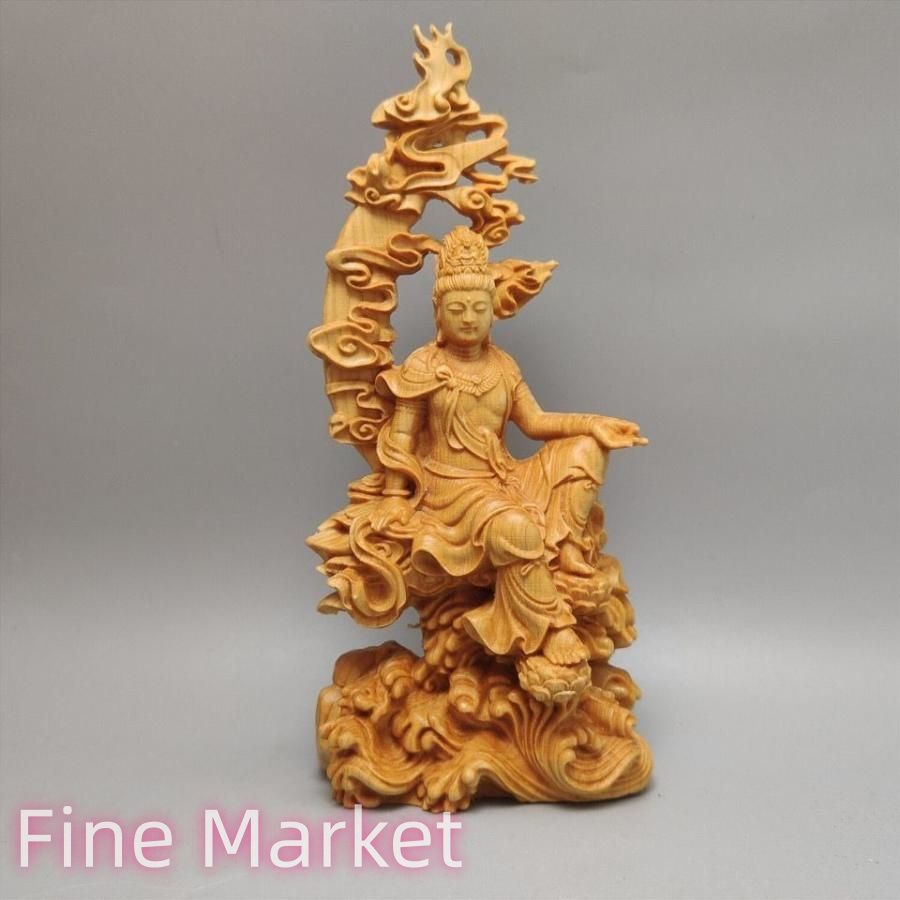 観音菩薩 供養品 木彫 仏像 仏教美術 極上品 仏教工芸品 置物 オブジェ 厄除け 縁起物 健康運 仕事運 家庭運 寝室 インテリア 玄関 リビング 風水 運 開運