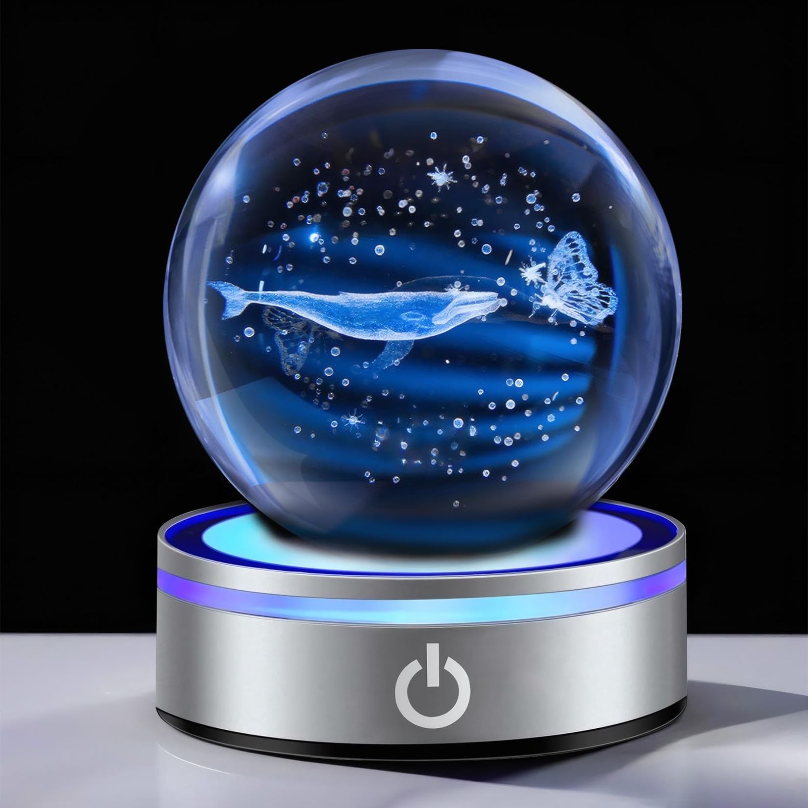 クリスタルボール クジラ蝶 りかわいい おしゃれ80mm 水晶玉 ベッドサイドランプ 間接照明 LEDライト 雰囲気作り誕生日プレゼント女性 寝室 ライト 癒しグッズ インテリア 記念日 妻 結婚祝い 贈り物 引っ越しギフト説明書が付いてい 国内発送 4,740円
